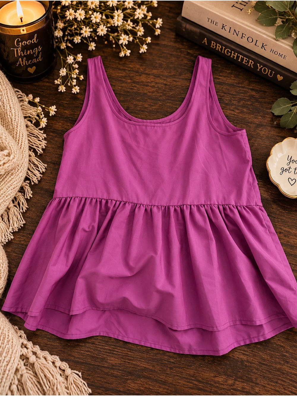 American Eagle Babydoll Tank Top – Magenta/Purple